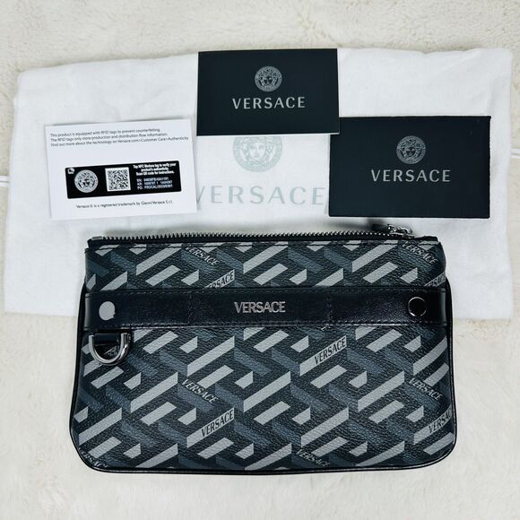 NEW Versace Small Wallet Pouch 8” x 4.75” La Greca Rectangular Modular - Picture 5 of 10